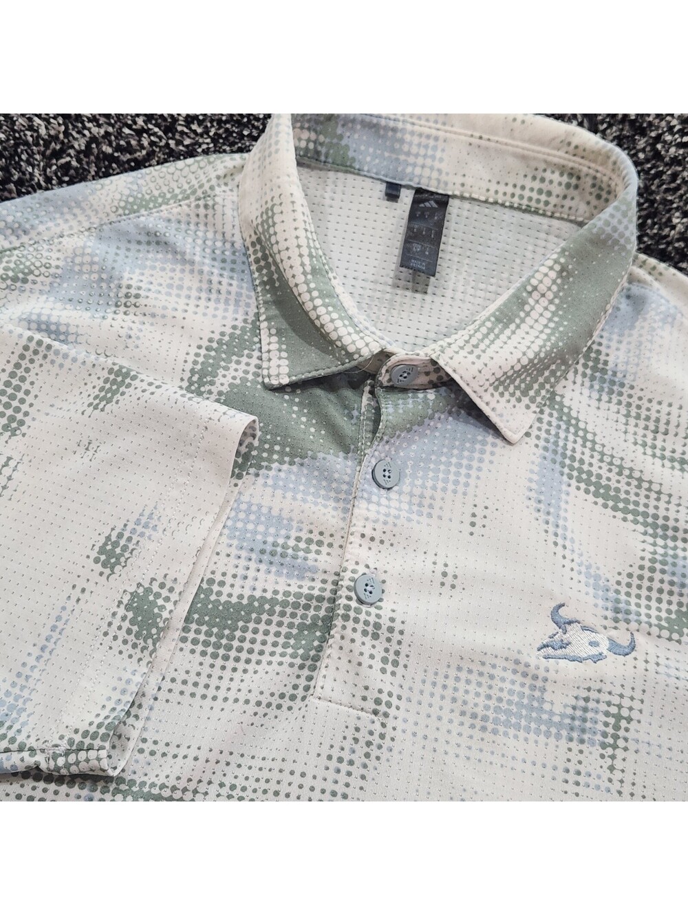 Adidas Golf Mens Ultimate365 Mesh Print Polo Shirt White Green Blue Size Small